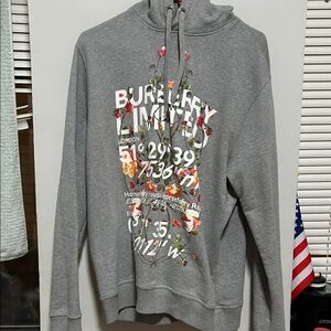 Burberry Gray Turtleneck Sweater with Floral Accents